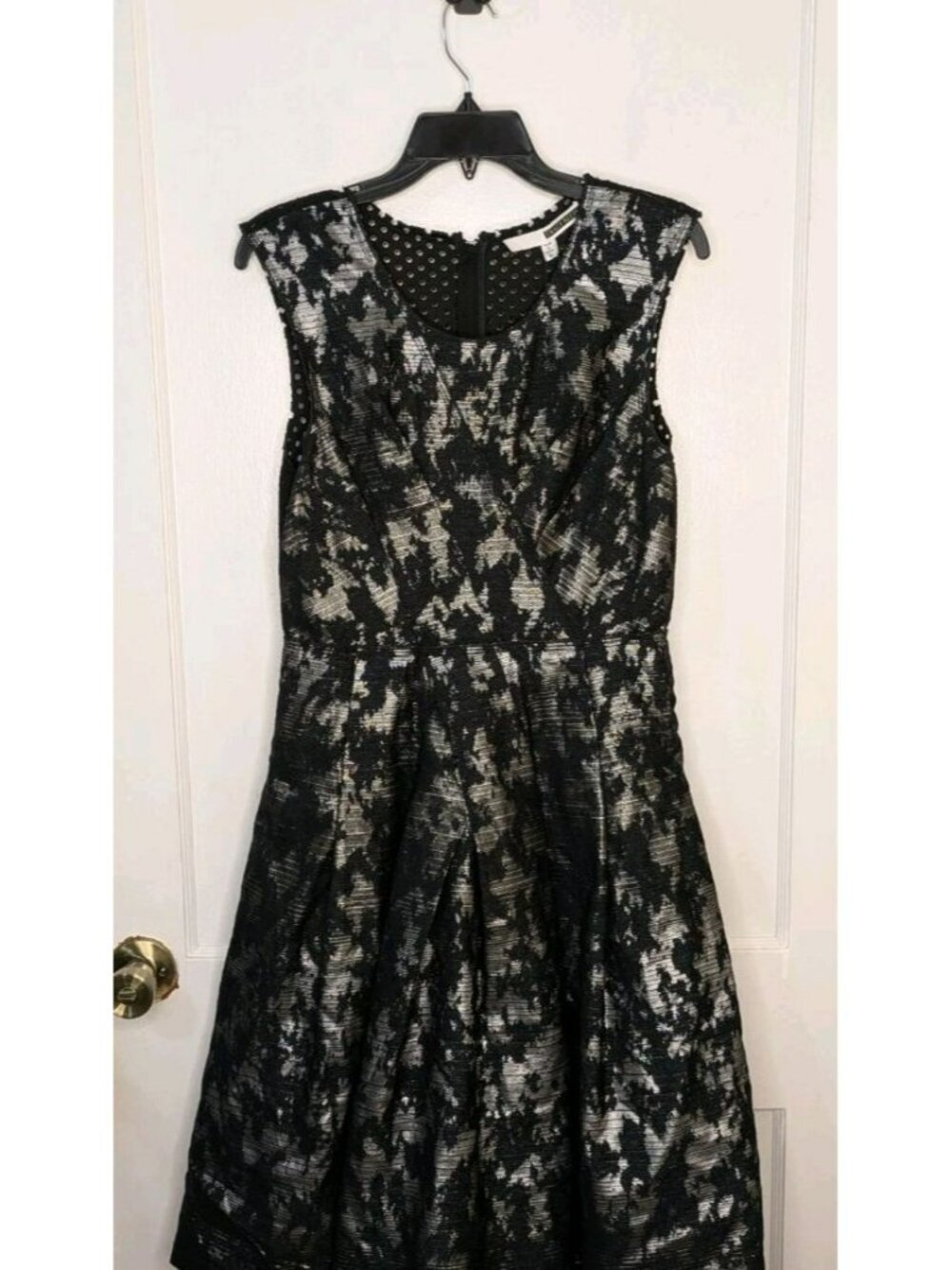 NEW Tracy Reese Sz 10 Black Cross Pleat Frock Dress Cocktail V-Neck Laser Cut